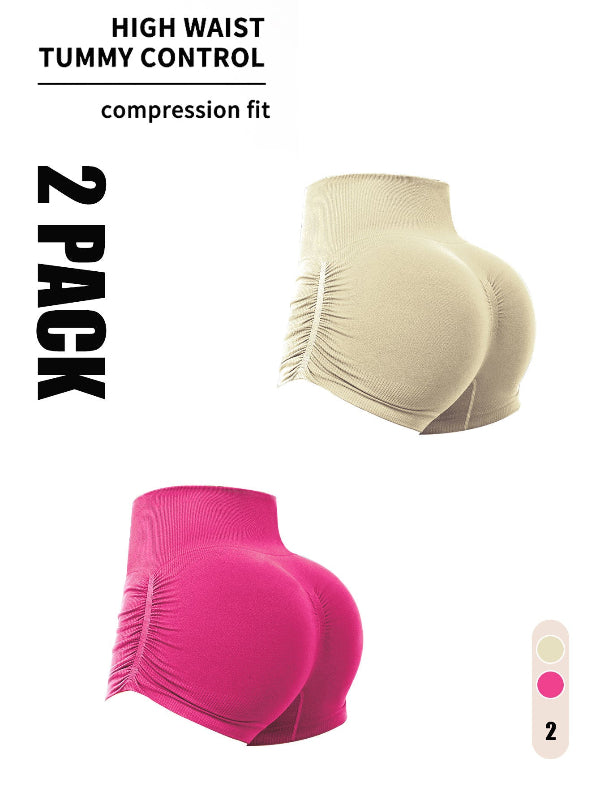 2-Pack Seamless Scrunch Booty Shorts – High-Waisted Gym Shorts for Women
