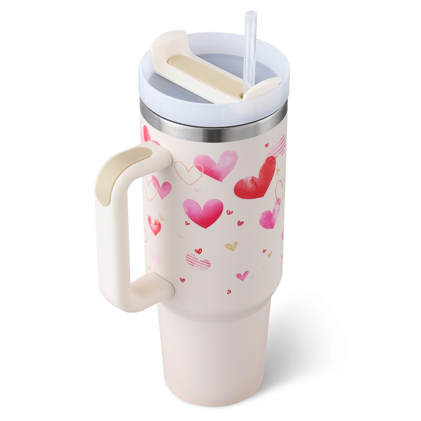 40oz Tumbler with Handle & Straw – Insulated Stainless Steel, Spill-Proof for Travel, Gym & Office