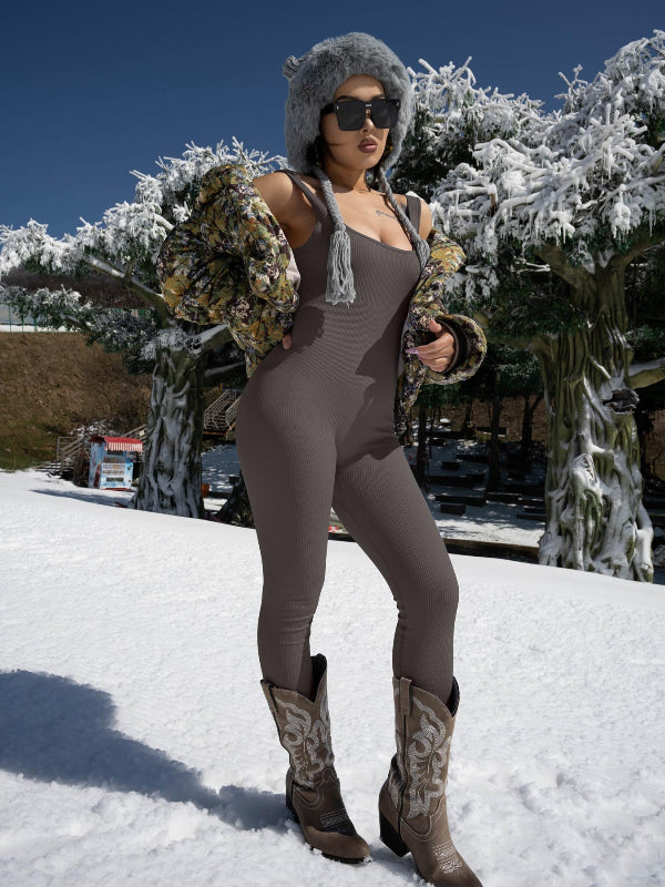 Sculpted Elegance Ribbed Jumpsuit