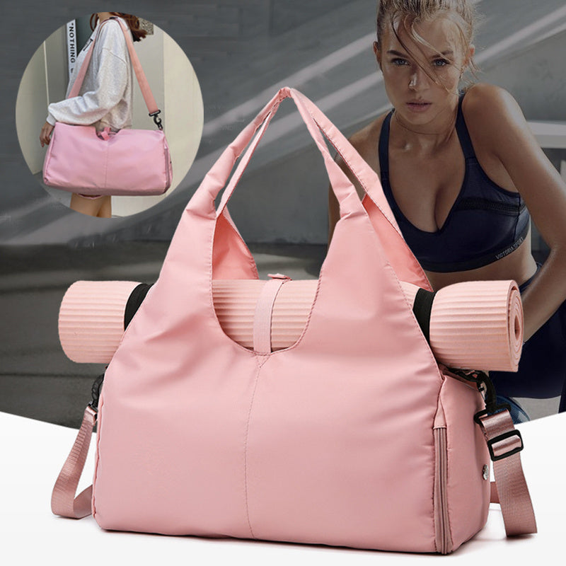 Fitness Travel Duffel – Dry/Wet Separation Bag for Women with Yoga Mat Strap