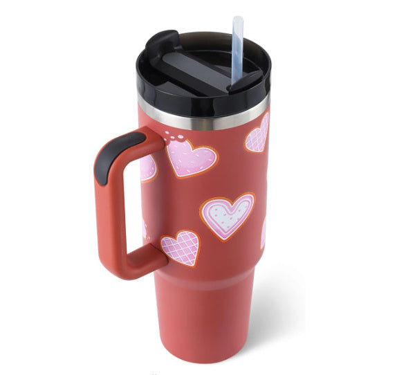 40oz Tumbler with Handle & Straw – Insulated Stainless Steel, Spill-Proof for Travel, Gym & Office