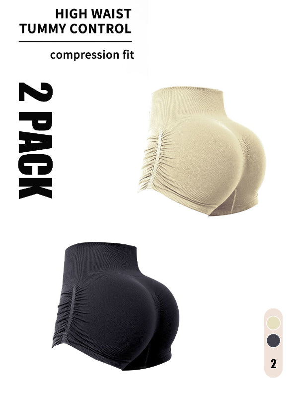 2-Pack Seamless Scrunch Booty Shorts – High-Waisted Gym Shorts for Women