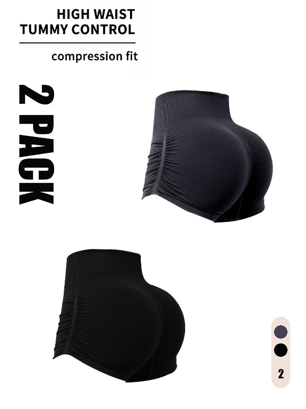 2-Pack Seamless Scrunch Booty Shorts – High-Waisted Gym Shorts for Women