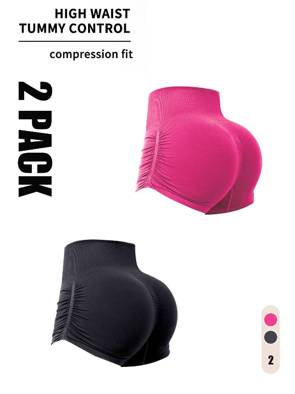 2-Pack Seamless Scrunch Booty Shorts – High-Waisted Gym Shorts for Women