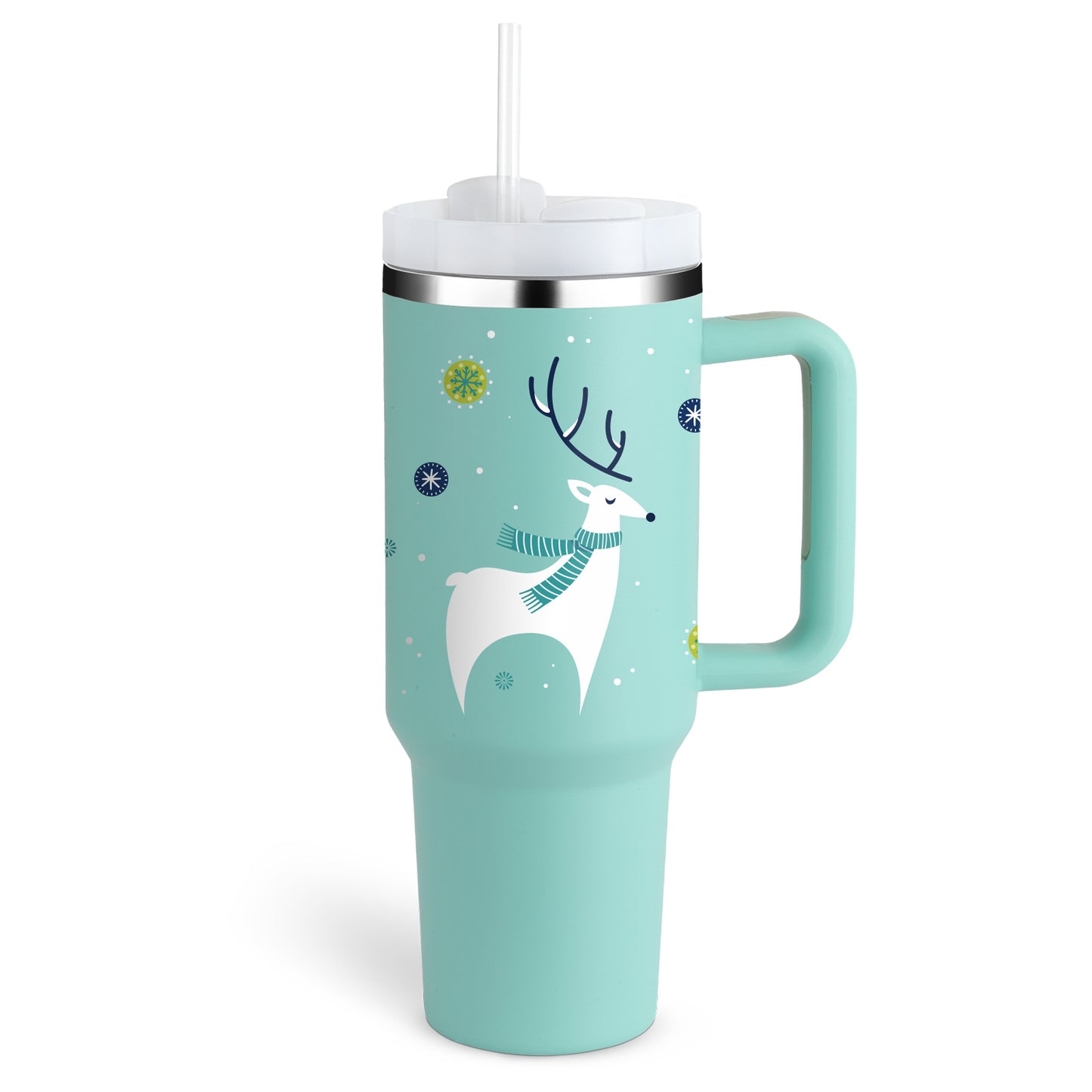 40oz Tumbler with Handle & Straw – Insulated Stainless Steel, Spill-Proof for Travel, Gym & Office