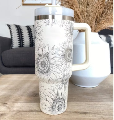 40oz Tumbler with Handle & Straw – Insulated Stainless Steel, Spill-Proof for Travel, Gym & Office
