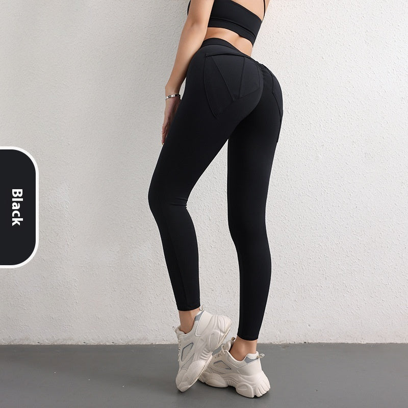 High Waist Hip Lift Yoga Pants with Pockets – Women's Sports Fitness Leggings