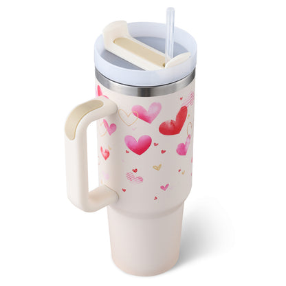 40oz Tumbler with Handle & Straw – Insulated Stainless Steel, Spill-Proof for Travel, Gym & Office
