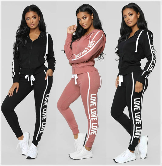Women's "LOVE" Print Two-Piecel Sports And Leisure Traksuit