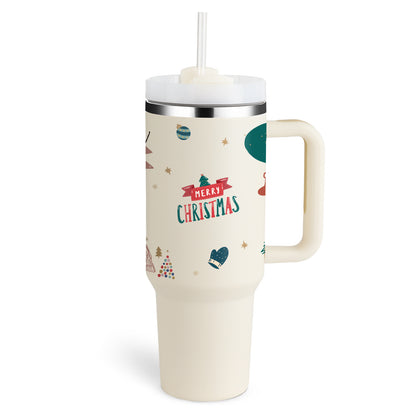40oz Tumbler with Handle & Straw – Insulated Stainless Steel, Spill-Proof for Travel, Gym & Office