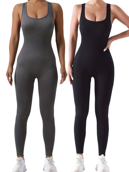 Two Pack - Ribbed Sleeveless One-Piece Jumpsuit