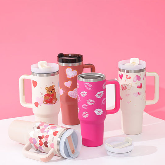 40oz Tumbler with Handle & Straw – Insulated Stainless Steel, Spill-Proof for Travel, Gym & Office